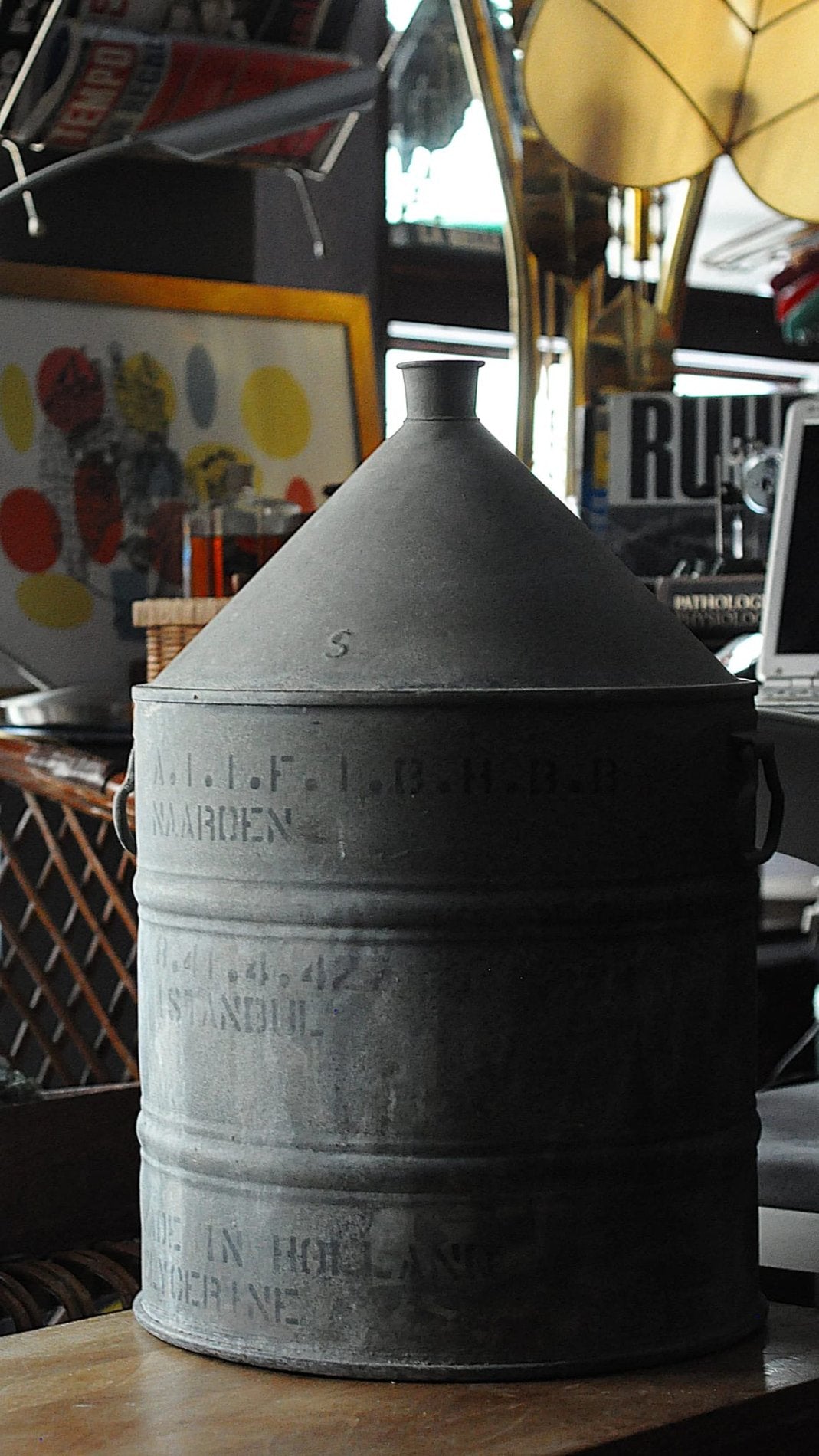 Konik Kapaklı Galvaniz Endüstriyel Metal Kap