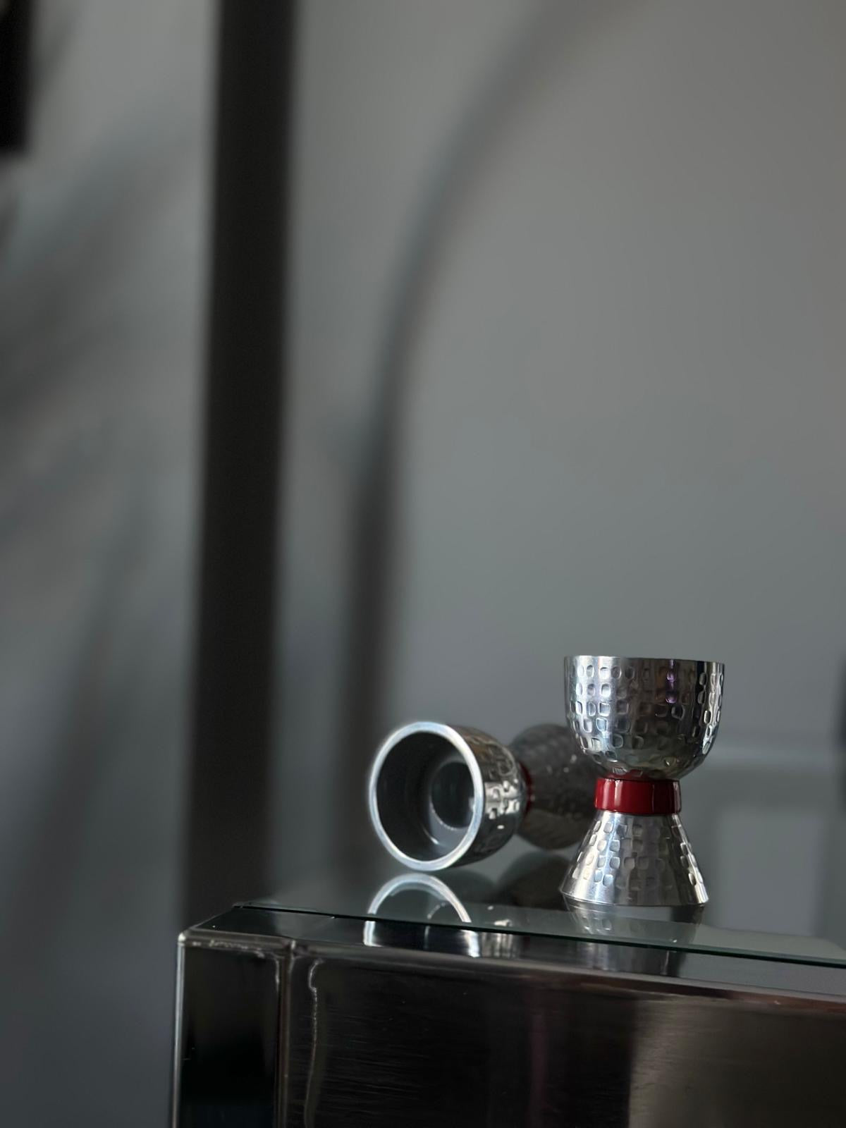 Kırmızı Detaylı Metal Şamdan Çifti