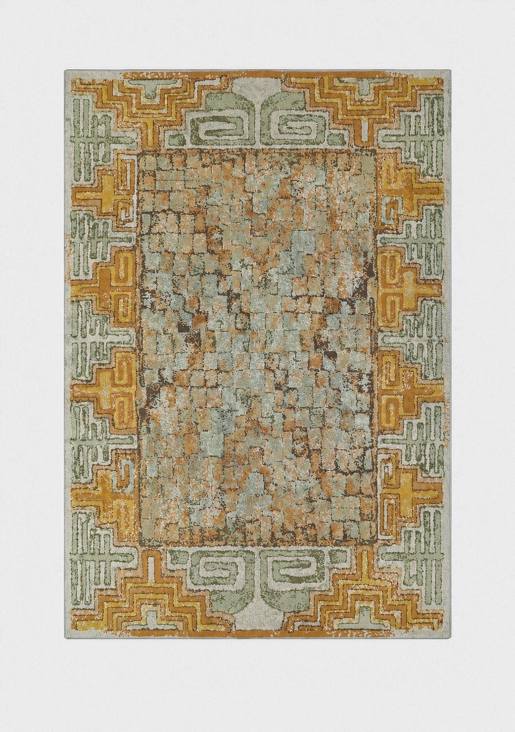 Tefzet Farmland 50102/42 vintage halı, Siegfried Doege tasarımı, 250 x 340 cm tam görünüm