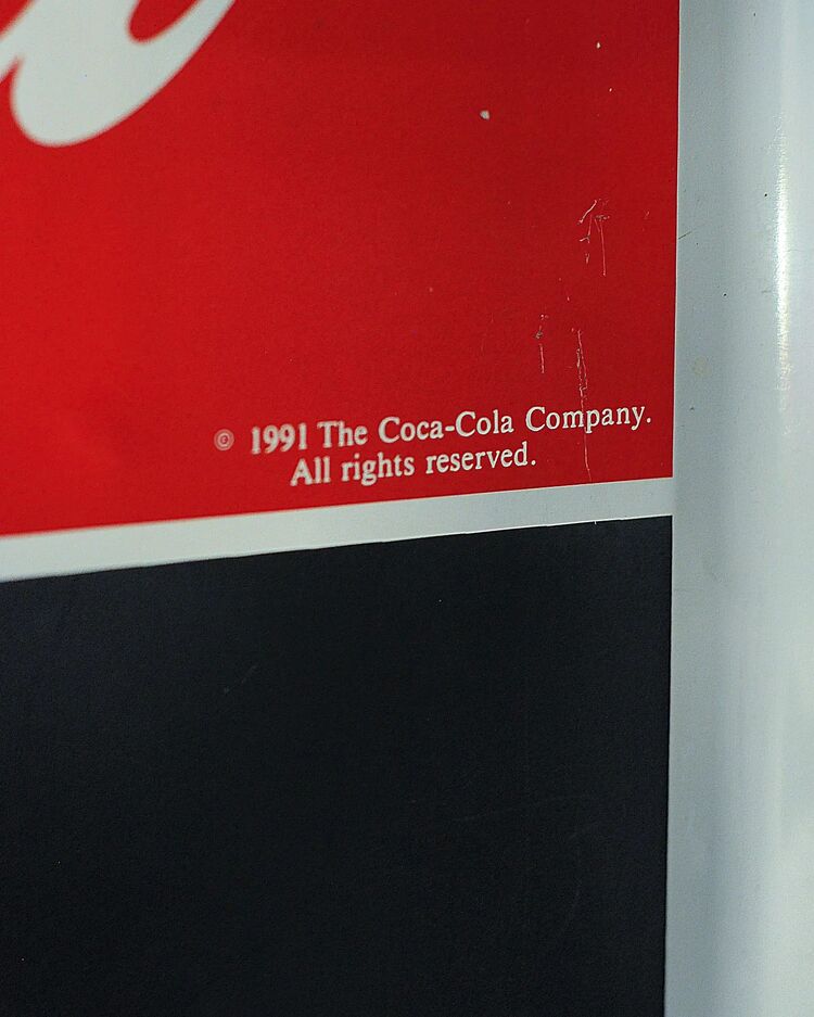 Coca Cola 1991 Teneke Yazı Panosu